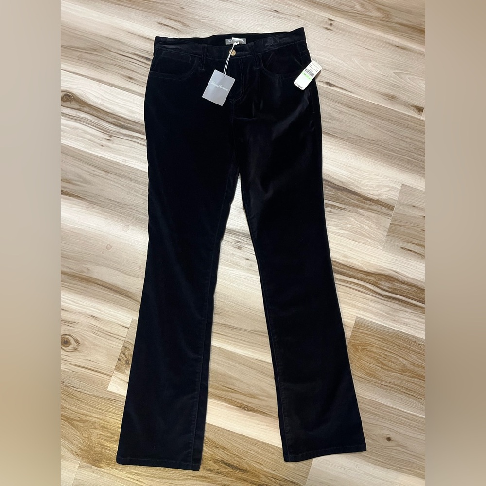 $138 Tommy Bahama NWT Womens 4 Black Velvet Jean Style Pants Straight Mid Rise